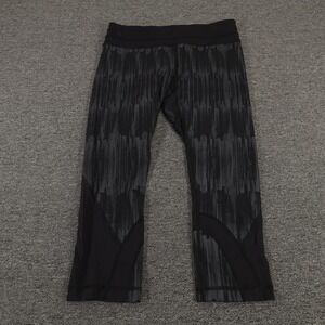 Lululemon Capri Leggings Womens 8 Black Geometric Print 21 Inseam Yoga Running